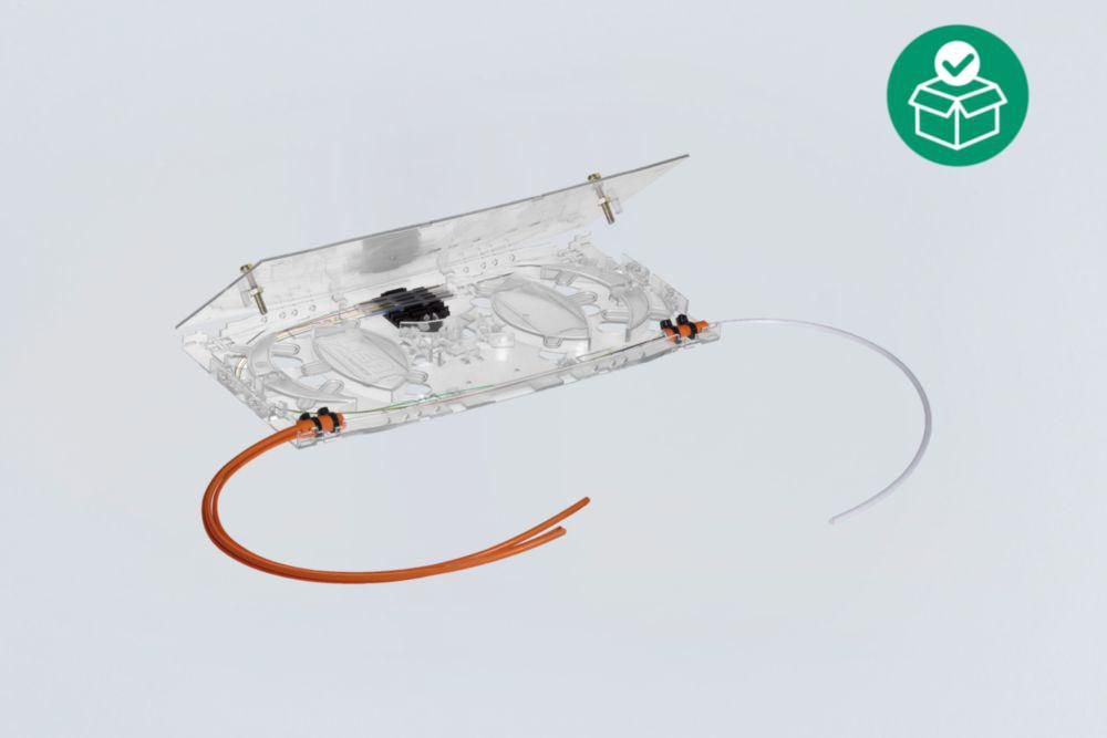Splice cassette Fibre optic, Frequency: 10 GHz/1 GHz/100 MHz/10 MHz, Max. 12 fibre optic cables,Mounting type: Mounting plate, Zone 1/2