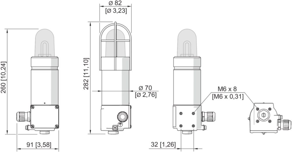 Ex Appareil de signalisation lumineux, LED / 5 J, ALU, compact, série 6161 R. STAHL