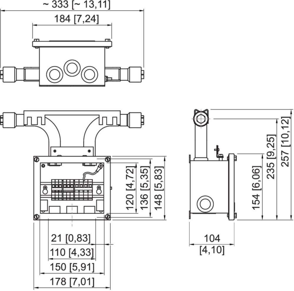 Scatola di giunzione Ex per il tracciamento elettrico / trattamento antighiaccio - montaggio in canalina serie TEF1058 R. STAHL