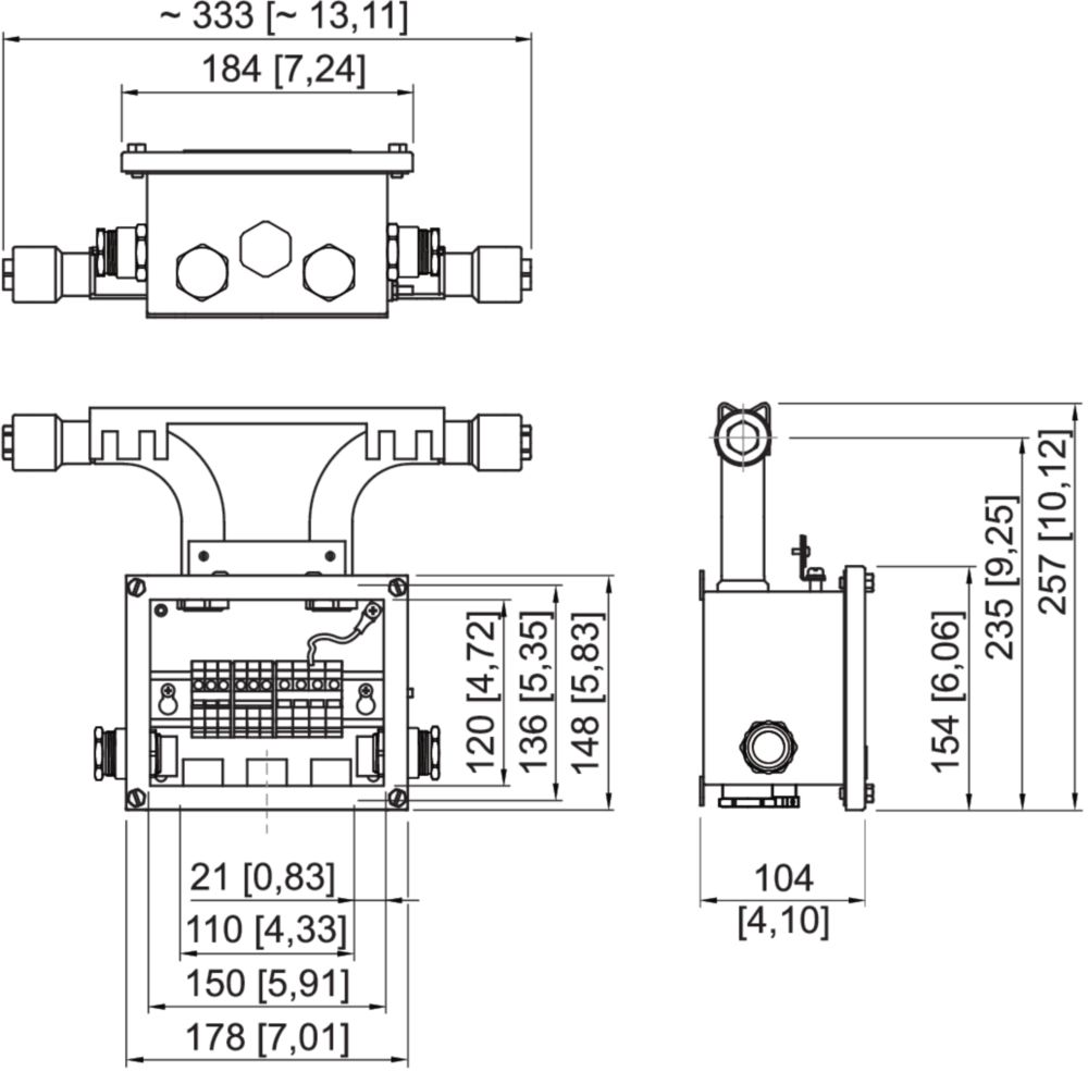 Scatola di giunzione Ex per il tracciamento elettrico / trattamento antighiaccio - montaggio in canalina serie TEF1058 R. STAHL