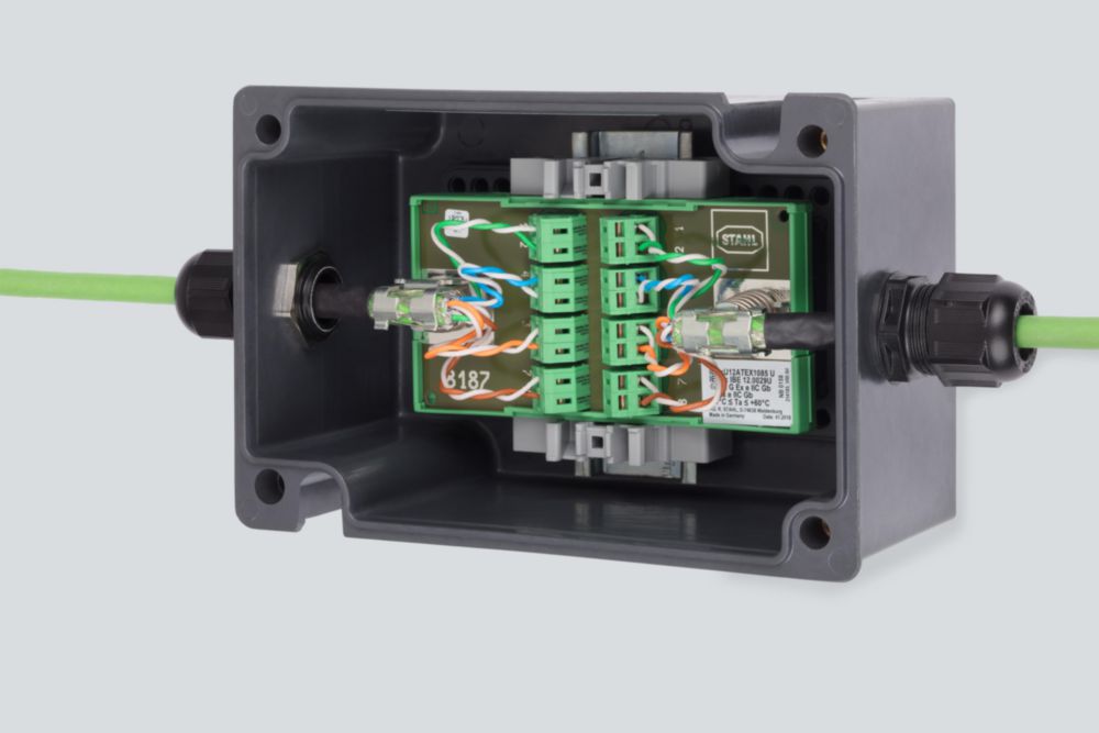 Controllo, Custodia Ex e con morsetto Ethernet, resina di poliestere, rinforzato con fibra di vetro, Larghezza: 170 mm, Altezza: 112,500 mm, Profondità: 91 mm, Zona 1/2/21/22