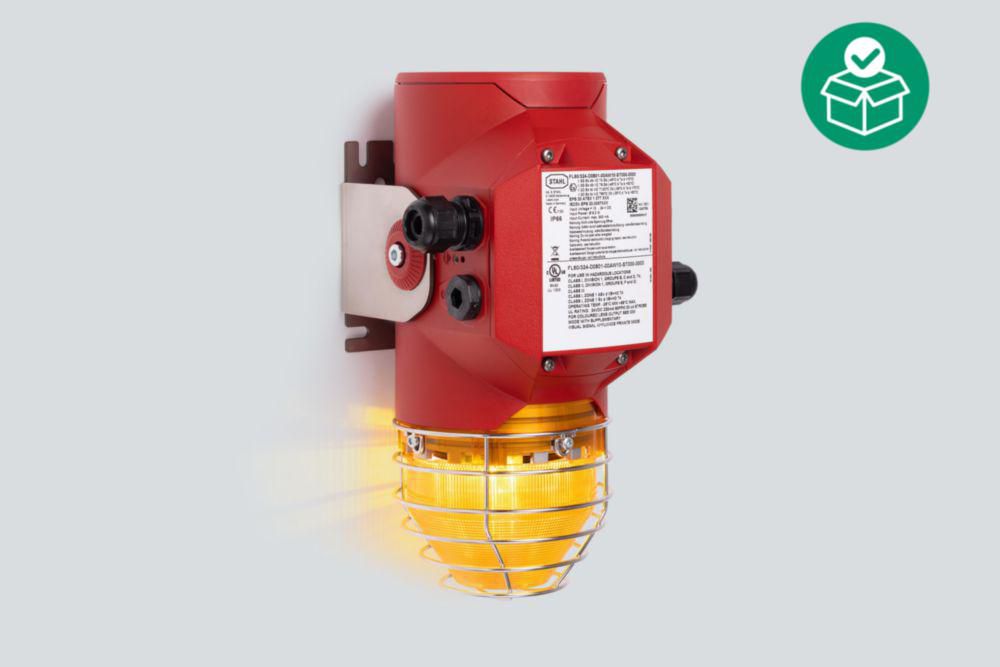 Optisches Signalgerät, LED-Leuchte,  Linsenfarbe: Rot, 12 ... 27.20 V DC,  Anzahl der Lampen: 1, Bohrungen: 2 x M20 + 2 x M25,  Zone 1/2/21/22