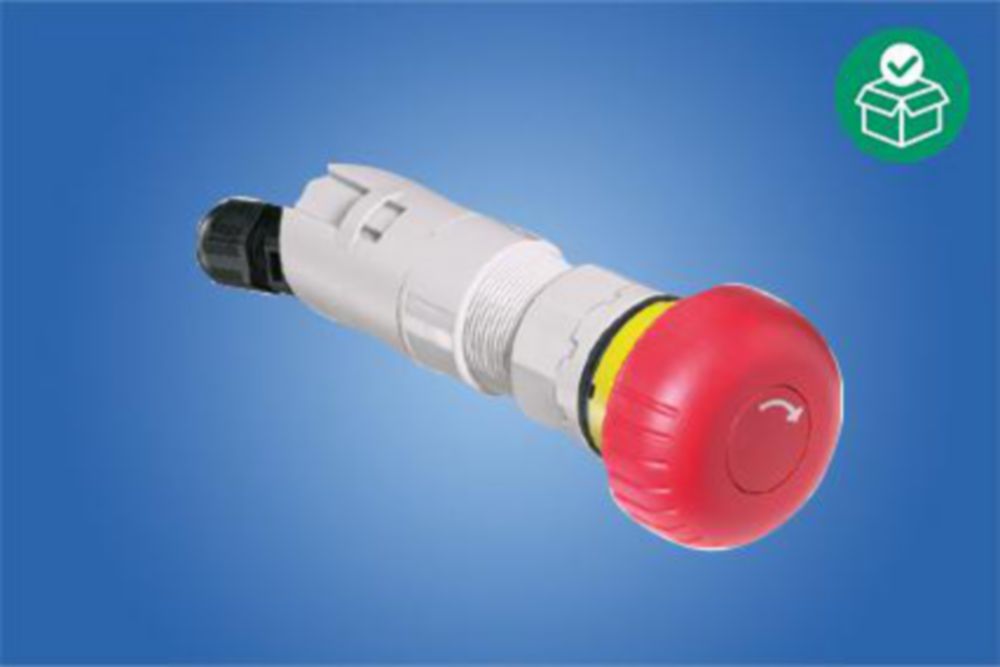 Mushroom stay-put button EM-STOP, 55 mm, for panel mounting, Ex e, Silver-nickel, Number of NCs: 2, Number of NOs, Silicone-free: No, Zone 1, 2, 21, 22