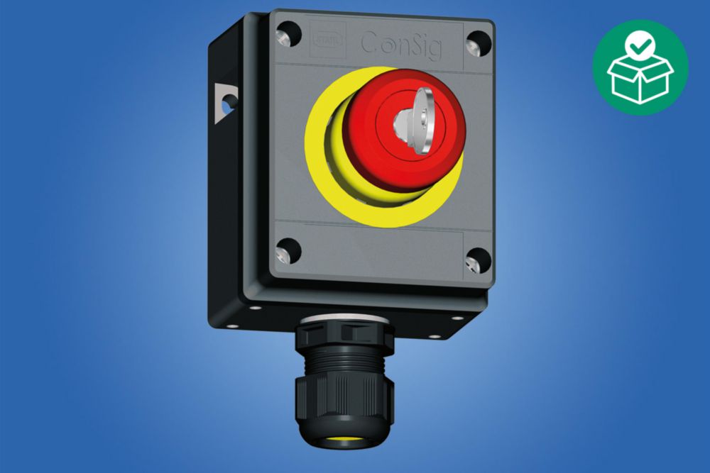 8040/1180X-09XXXSA05, Mushroom stay-put button with key lock, Installation position middle: EM-STOP mushroom stay-put button with key lock, Contact element NC/NO,   Zone 1, 2, 21, 22