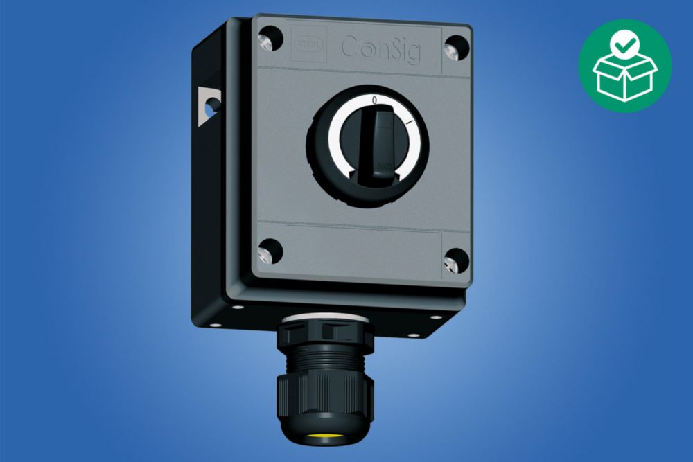 8040/1180X-26M01SA05, Selector switch with contact element 8082, Installation position middle: Small handle, Latching/latching, 0/OFF-I/ON (1x 60°), Contact element NC/NO,   Zone 1, 2, 21, 22