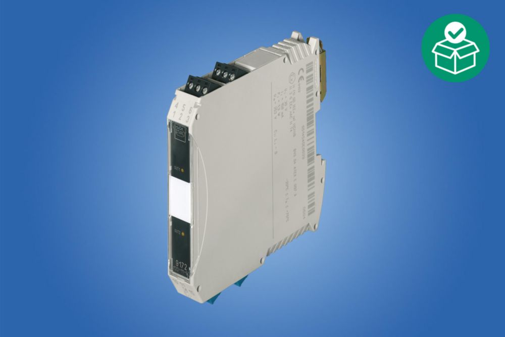 Ex i relay modules, Screw terminal, Number of channels: 2, Input signal: Non-Ex i signal, Switching signal input: 12- 31.2 V, Output: Change-over contact - Ex i, Zone 2