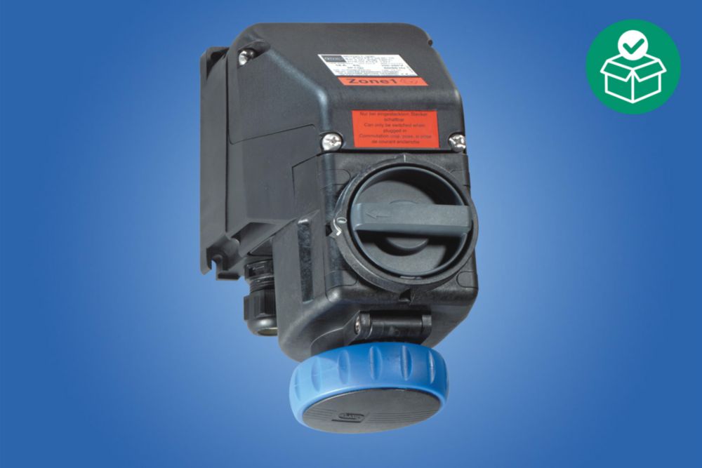 8570/11-409-S-01-0-00-XXX, 16 A wall-mounting socket, Polyamide, 200 ... 250 V AC Blue, 3 P + PE, 9 h, M25 x 1.5, 7 - 17 mm, Polyamide, Zone 1, 2, 21, 22