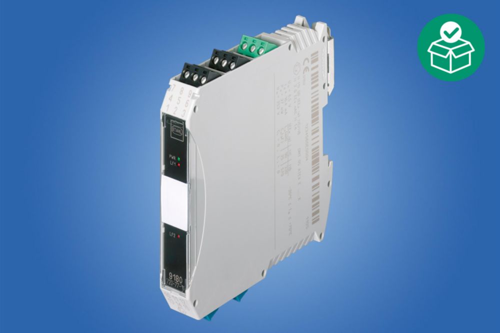 Resistance isolator, Screw terminal, Number of channels: 1, Output signal: Equal to input signal (resistance value), Measuring range: 18 to 391 Ω, Input for resistance temperature detector: Pt 100, Zone 2