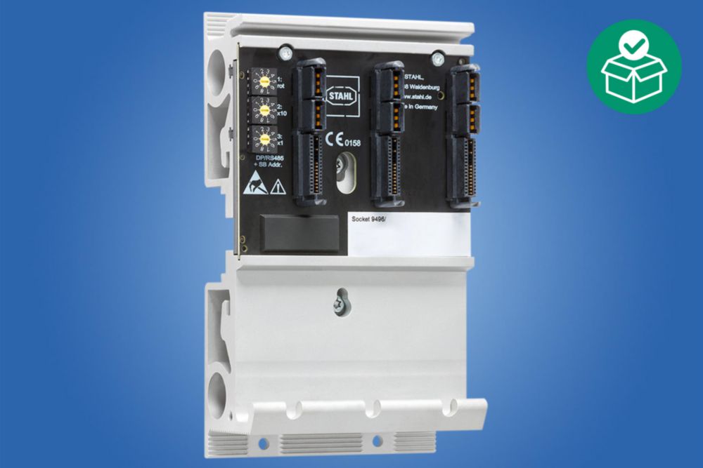 Socket f. CPU and power module 9442 and 9445, for Zone 1, Number of slots: 3, Power supply: via power module 9445/32, Width: 96.500 mm, Depth: 50.600 mm, Length: 167 mm, Zone 1/2