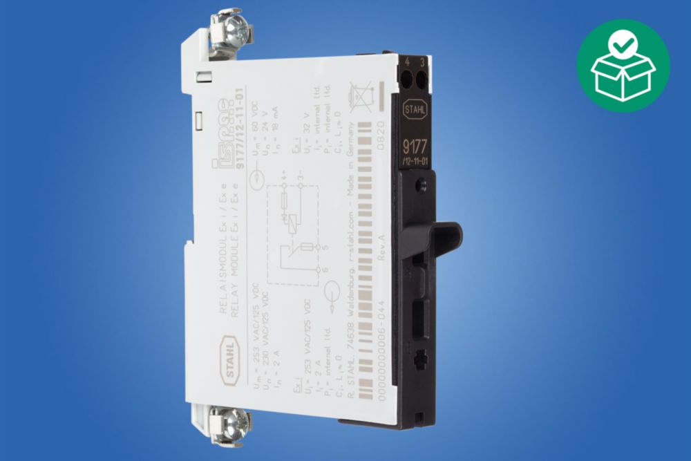 Ex i/Ex e relay module, Number of channels: 1, Input (coil): Ex i or non-Ex i (Ex e), Output (contact): Ex i or non-Ex i (Ex e), Zone 1/2