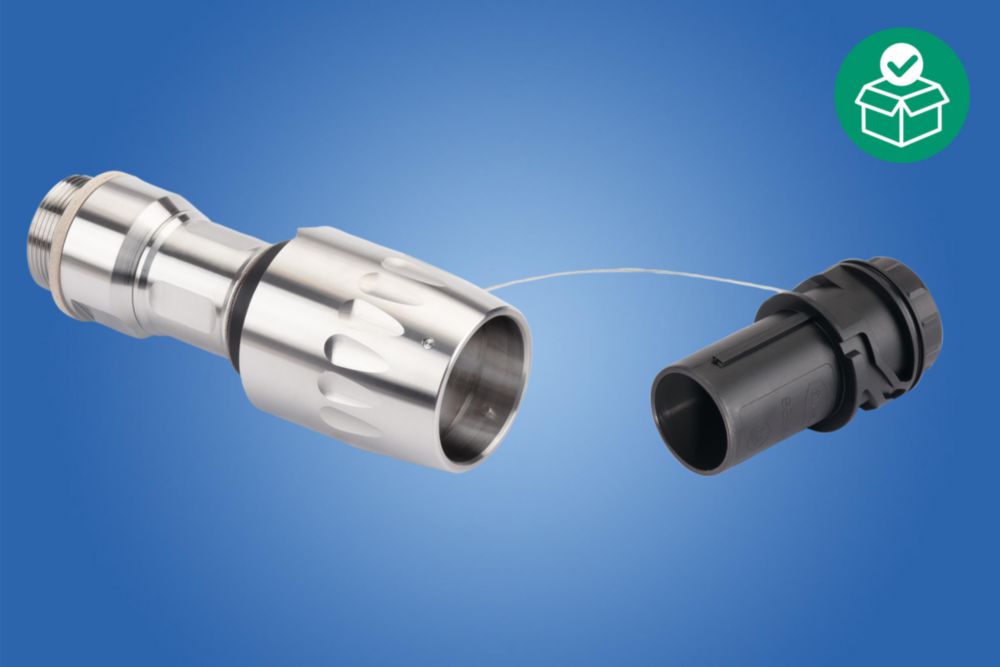 Ex e device plug 500 V, 16 A, 7 P + PE / 8 P Plug; M32 x 1.5, Stainless steel 1.4404 Zone 1, 2, 21, 22