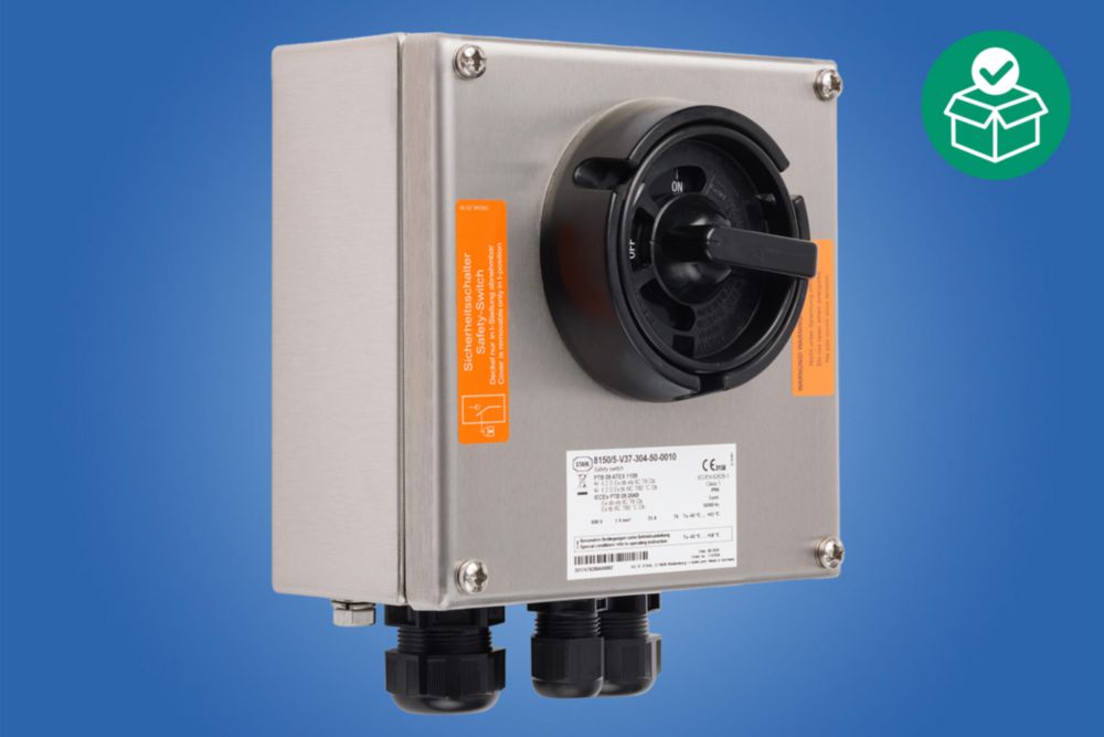 Safety switch, 3-pole, 25 A, Black shroud and handle, Auxiliary contact NC: without, Auxiliary contact NO: 1 NO/delayed, Zone 1/2/21/22
